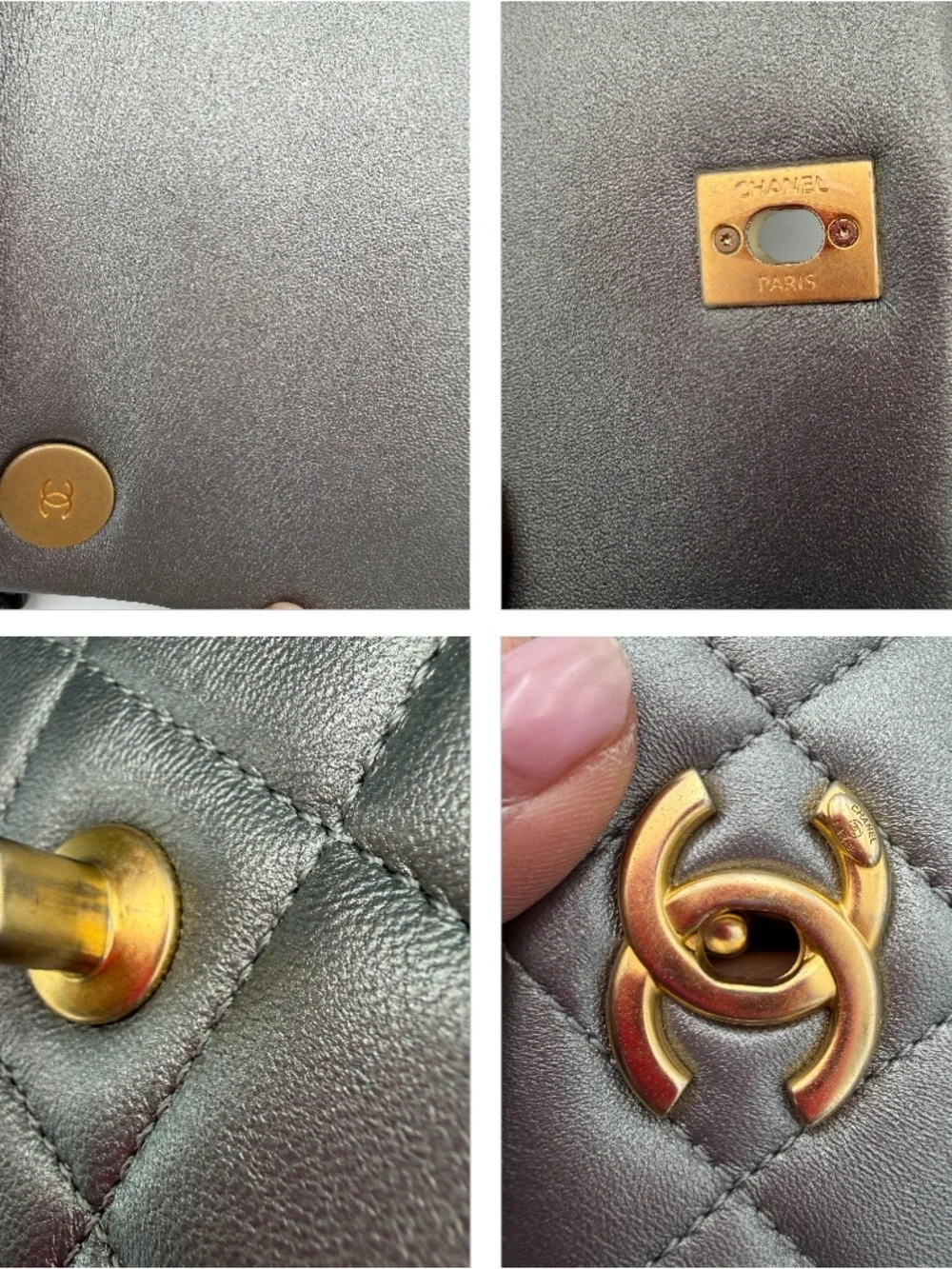 50% Off Retail CHANEL Mini Side Note Flap  W/ Handle Gray Chip 21B (ks2290as) - Picture 8 of 16